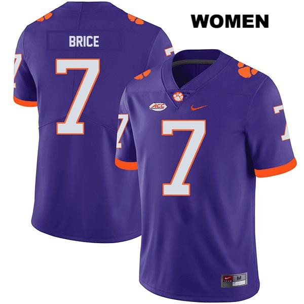 Women's Clemson Tigers #7 Chase Brice Stitched Purple Legend Authentic Nike NCAA College Football Jersey KLL8246HL